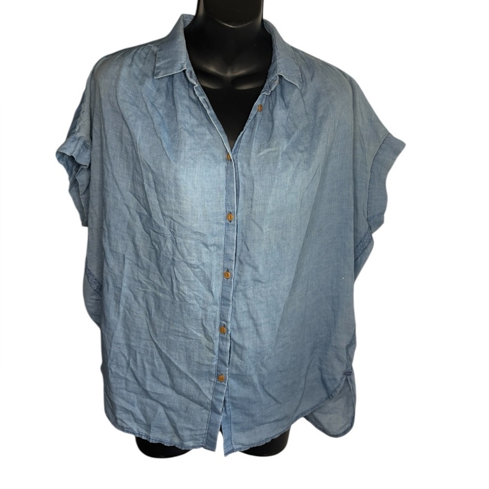 Madewell women’s Central Shirt Bright Indigo button down oversized size small - Picture 3 of 10